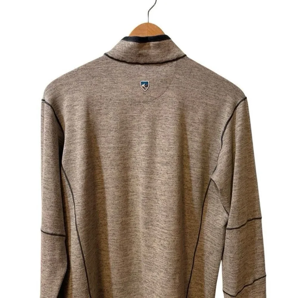 Kuhl Mens Ryder Sweater L Beige 1/4 Zip Pullover Thumbholes Running Hike